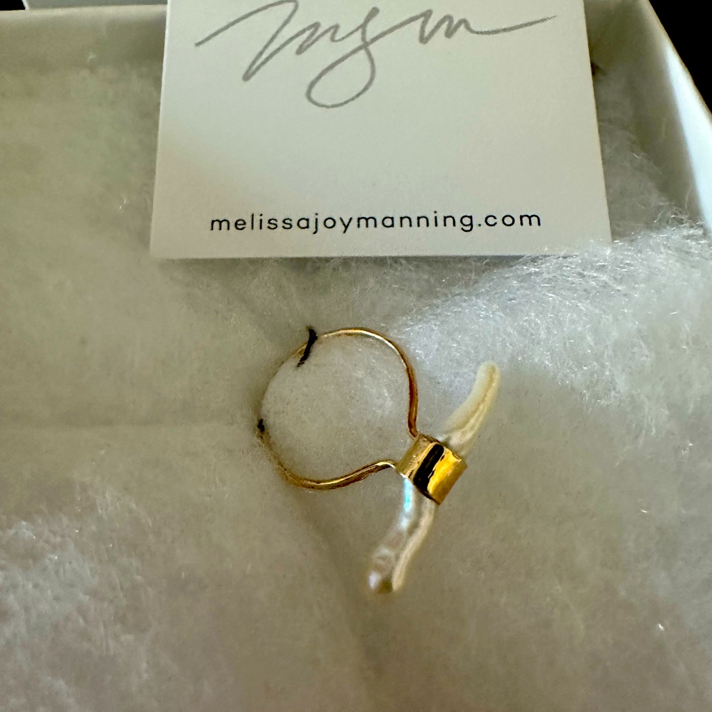 Euc Melissa Joy Manning Pearl 14 Kt Gold Ring